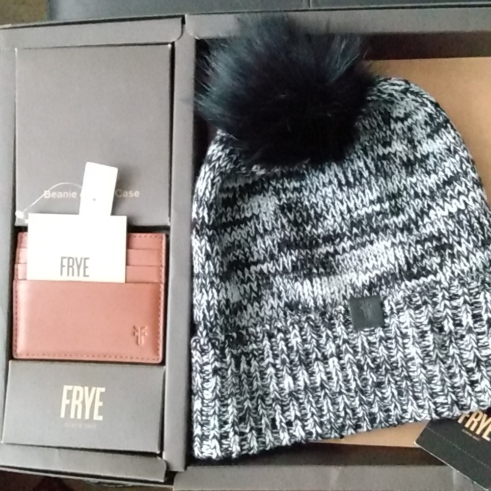 Frye Beanie and Card Case Set